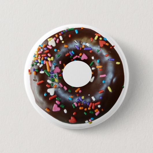 Iced Chocolate Donut W/Sprinkles Ronde Button 5,7 Cm (Voorkant)