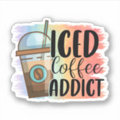 Iced Coffee Addict Vinyl Sticker (Voorkant)