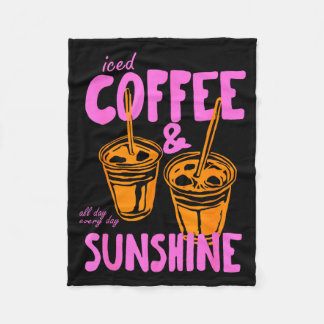 Iced Coffee and Sunshine Day Every Day Summer Fleece Deken