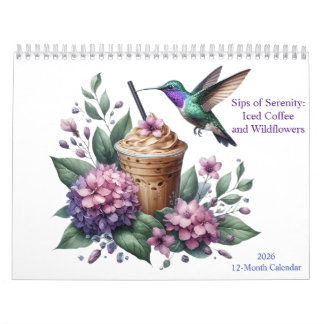 Iced Coffee and Wildflowers Waterverf Art 2026 Kalender