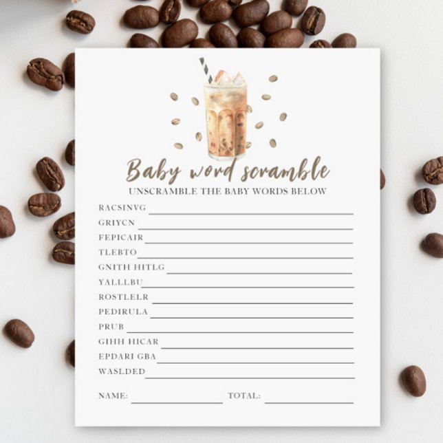 Iced Coffee baby shower - Baby Word Scramble (Creator heeft geüpload)