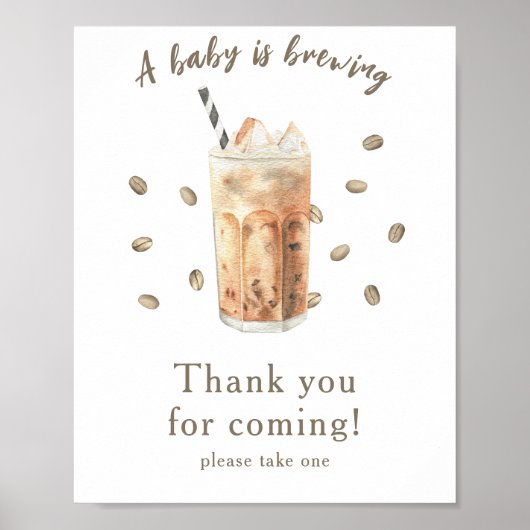 Iced Coffee baby shower Bedankt voor je komst Poster (Voorkant)