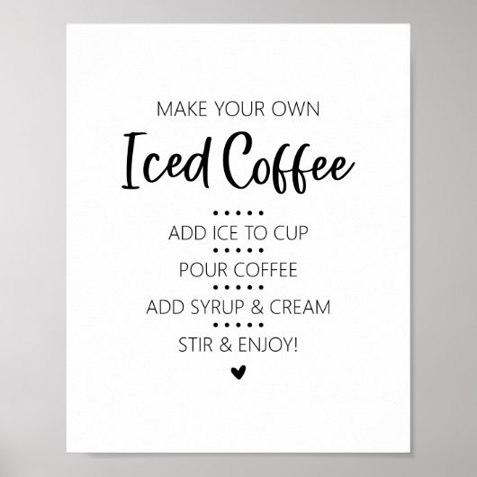 Iced Coffee Bar Drink Sign Poster (Voorkant)
