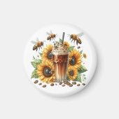 Iced Coffee & Bees & Sunflowers Floral Art Magneet (Voorkant)