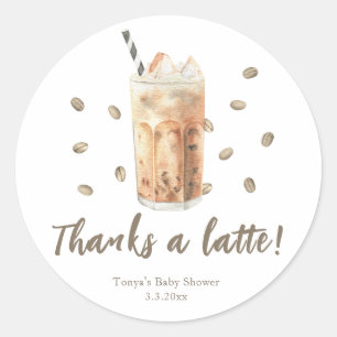 Iced Coffee brouwen Baby shower Bedankt a latte Ronde Sticker