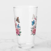 Iced Coffee & Butterfly Floral Art Glas (Links)