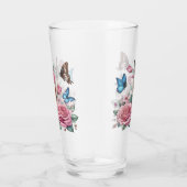 Iced Coffee & Butterfly Floral Art Glas (Rechts)