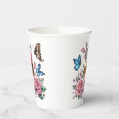 Iced Coffee & Butterfly Floral Art Papieren Bekers (Links)
