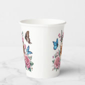 Iced Coffee & Butterfly Floral Art Papieren Bekers (Rechts)