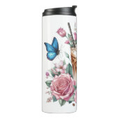 Iced Coffee & Butterfly Floral Art Thermosbeker (Gedraaid links)