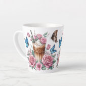 Iced Coffee & Butterfly Floral  Latte Mok (Linkerhoek)