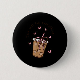 Iced Coffee Citaat Zeggen Sarcasme Nk Meisjesachti Ronde Button 5,7 Cm