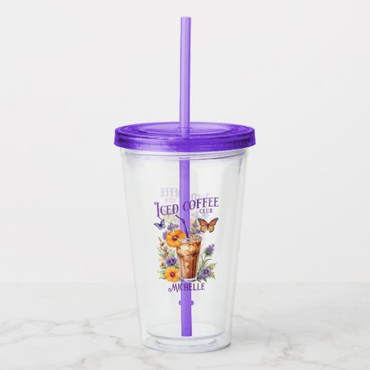  Iced Coffee Club  Butterfly Acryl Drinkbeker (Voorkant)