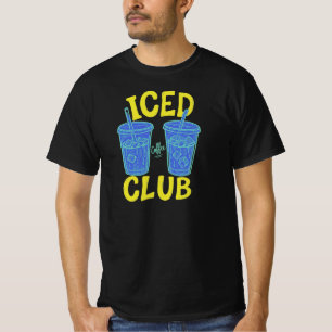 Iced Coffee Club Summer Blauw Geel Koffieliefhebb T-shirt