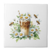 Iced Coffee & Daisy Garden Art Tegeltje (Voorkant)