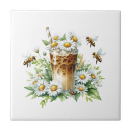 Iced Coffee & Daisy Garden Art Tegeltje