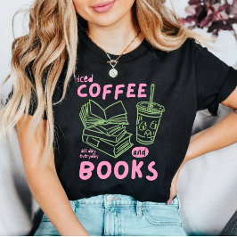 Iced Coffee de hele dag, elke dag Bookworm Grafisc T-shirt