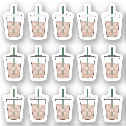Iced Coffee Doodle Cups Coffee Lovers Bujo Planner Sticker (Voorkant)