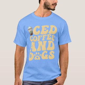 Iced Coffee en honden groovy cadeau T-shirt