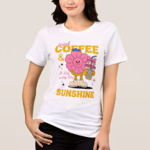 Iced Coffee En Sunshine T-Shirt, Retro Bloem Tee