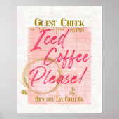 Iced Coffee Guest Check Ontvangst Koffiebar Lover Poster (Voorkant)