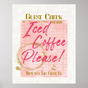 Iced Coffee Guest Check Ontvangst Koffiebar Lover Poster