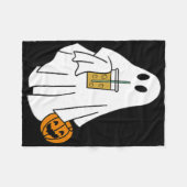 Iced Coffee Halloween Schattigee Kleine Geest Pomp Fleece Deken (Voorkant (Horizontaal))