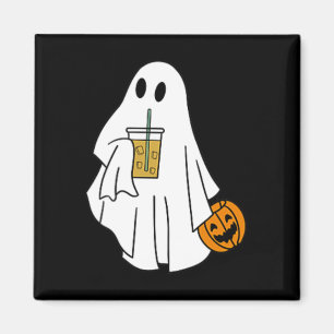 Iced Coffee Halloween Schattigee Kleine Geest Pomp Magneet