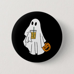Iced Coffee Halloween Schattigee Kleine Geest Pomp Ronde Button 5,7 Cm