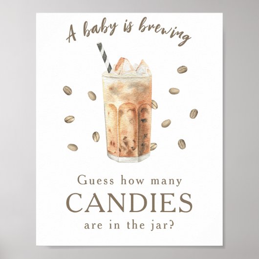 Iced Coffee - Hoeveel snoepjes zitten er in de pot Poster (Voorkant)
