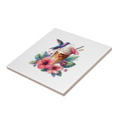 Iced Coffee & Hummingbird Floral Art Tegeltje (Zijkant)