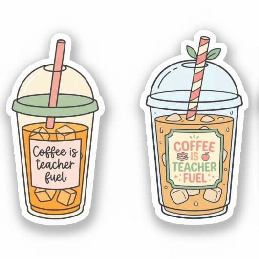 Iced Coffee is Docent Fuel | Grappig Cadeau Sticker (Voorkant)