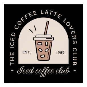 Iced coffee latte lover fancy zwart perfect poster