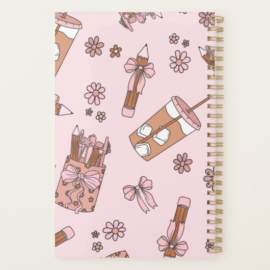 Iced Coffee Planner Lover Coquette Naam Monogram (Achterkant)