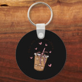 Iced Coffee Quote Saying Sarcastic Nk Girly Bow He Sleutelhanger (Voorkant)