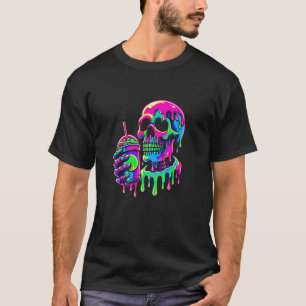 Iced Coffee Skeleton Drippy Smeltende vloeistof Kl T-shirt