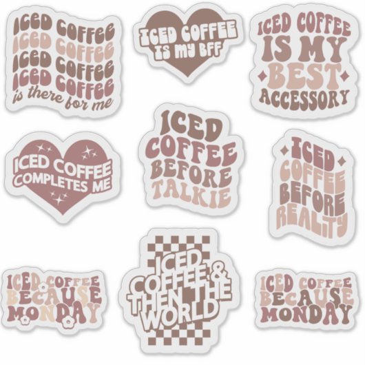 Iced Coffee Stickers pack grappig (Voorkant)