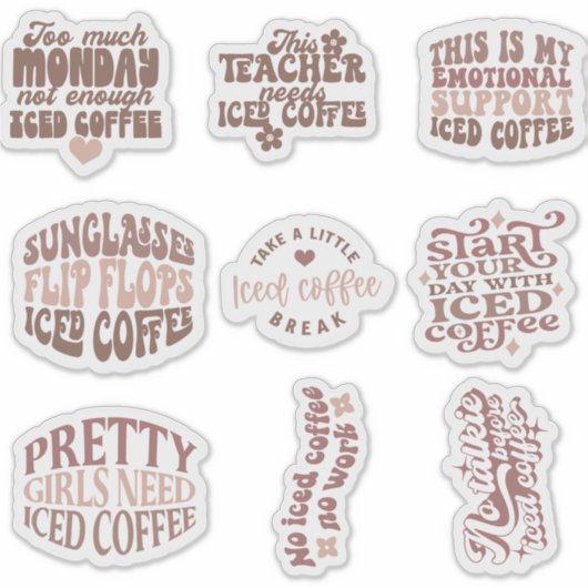 Iced Coffee Stickers pack SCHATTIGE (Voorkant)