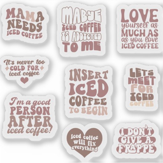 Iced Coffee Stickers pack SCHATTIGE (Voorkant)