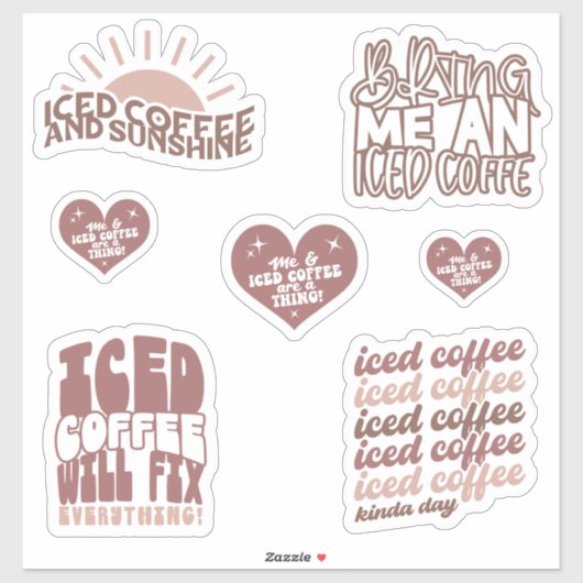 Iced Coffee Stickers pack SCHATTIGE groovy (Vel)