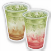 Iced Coffee & Strawberry Matcha Besties Sticker (Voorkant)
