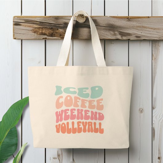 Iced Coffee Weekend Volleybal Retro Grote Tote Bag