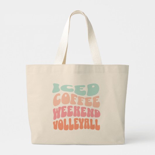 Iced Coffee Weekend Volleybal Retro Grote Tote Bag (Achterkant)