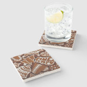 Iced, cut out, Gingerbrood kerstkoekjes Stenen Onderzetter (Zijkant)