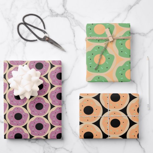 Iced Donuts Halloween Sprinkles Oranje Green Black Inpakpapier Vel (Voorkant)