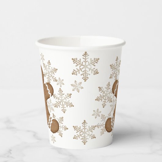 Iced Gingerbread Man en Snowflake Cookies Papieren Bekers (Links)