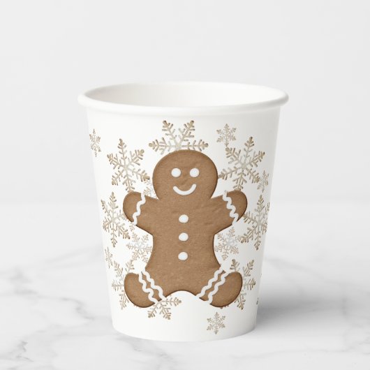 Iced Gingerbread Man en Snowflake Cookies Papieren Bekers (Voorkant)