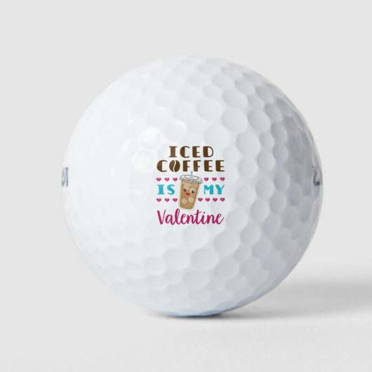 Iced koffie is mijn Valentijn Valentijnsdag Golfballen (Voorkant)
