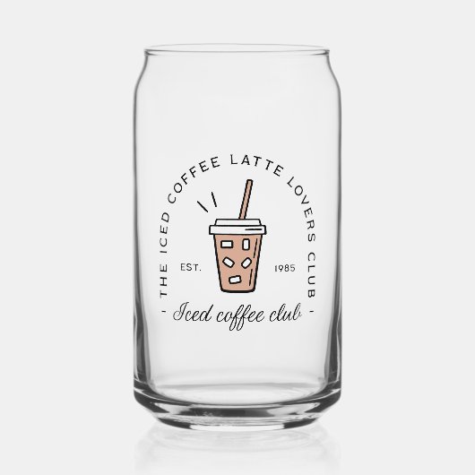 Iced koffie latte liefhebbers club esthetiek grapp blikvorm glas (Voorkant)
