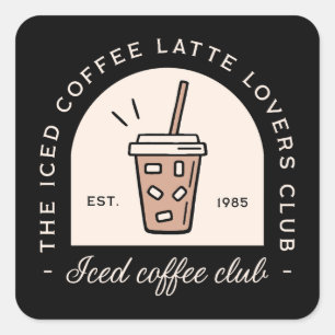 Iced koffie latte liefhebbers club meisjes squad m vierkante sticker